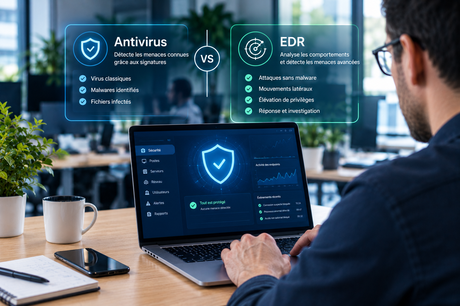 Comparaison entre antivirus et EDR pour protéger les postes et serveurs d’une entreprise